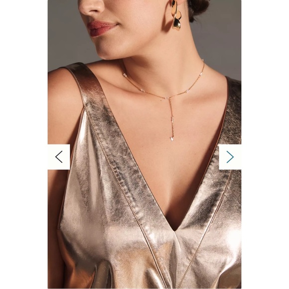 NWT Anthropologie Mare Mare Metallic V-Neck Dress Party Cocktail Evening Wedding - Picture 6 of 12